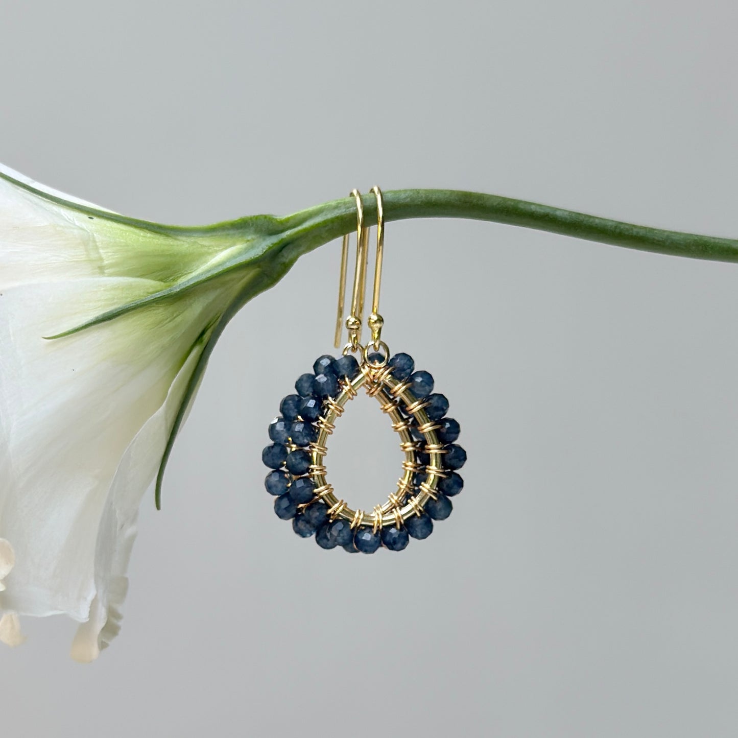 Dark Denim Iolite Mini Teardrop Earrings