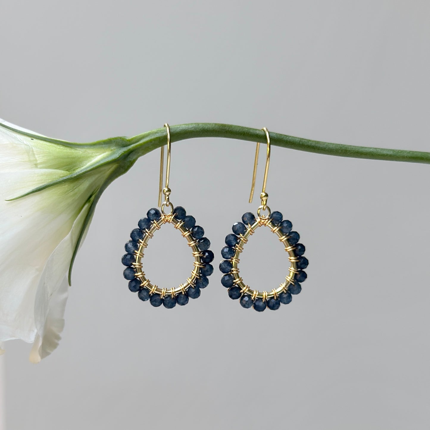 Dark Denim Iolite Mini Teardrop Earrings