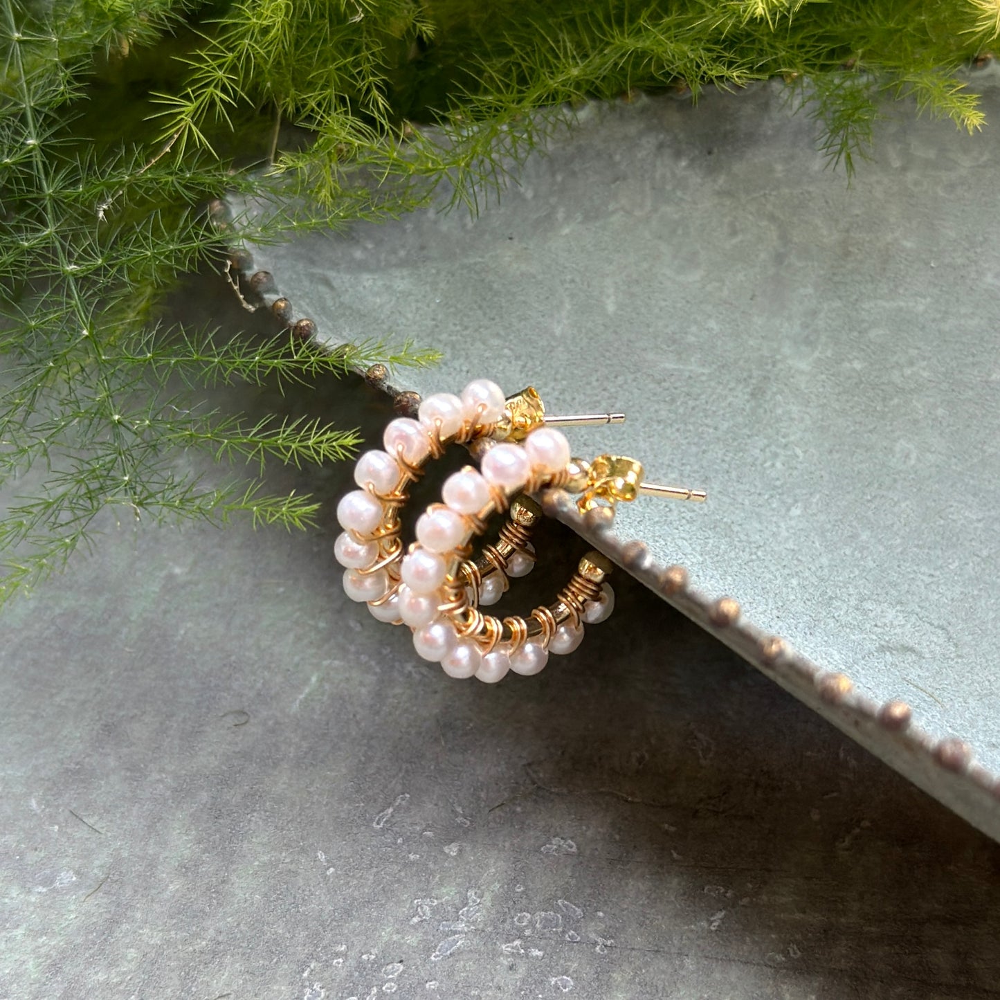 Freshwater Pearl Mini Hoop Beaded Earrings