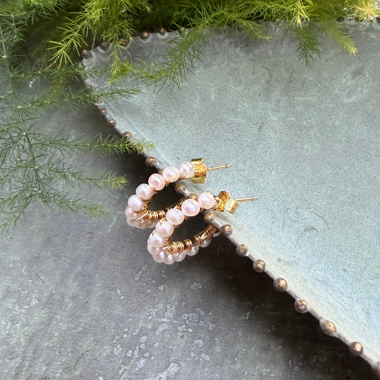 Freshwater Pearl Mini Hoop Beaded Earrings