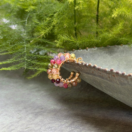 Chunky Lilac Berry Mini Hoop Beaded Earrings