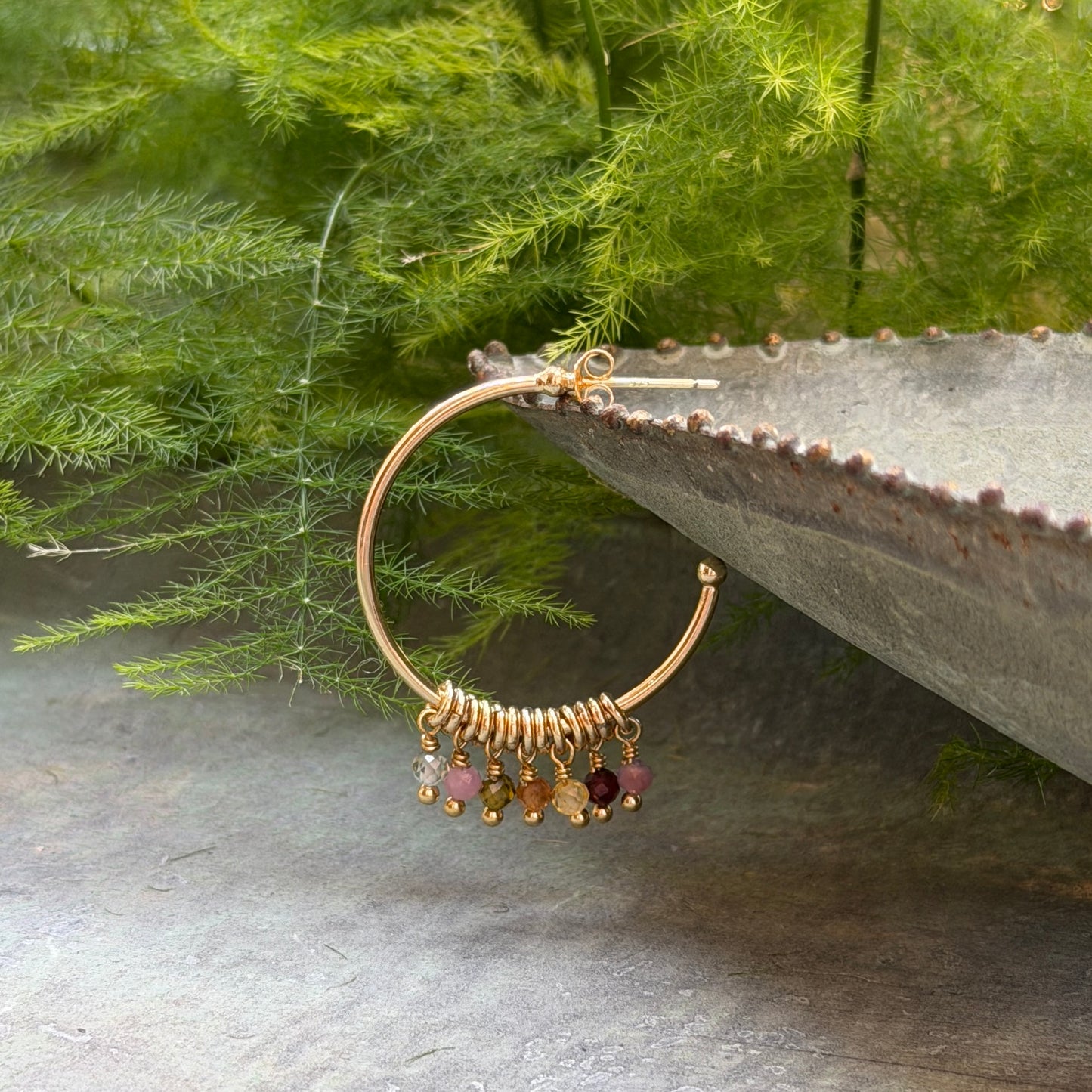 Berry 7-Bead Midi Hoop Earrings