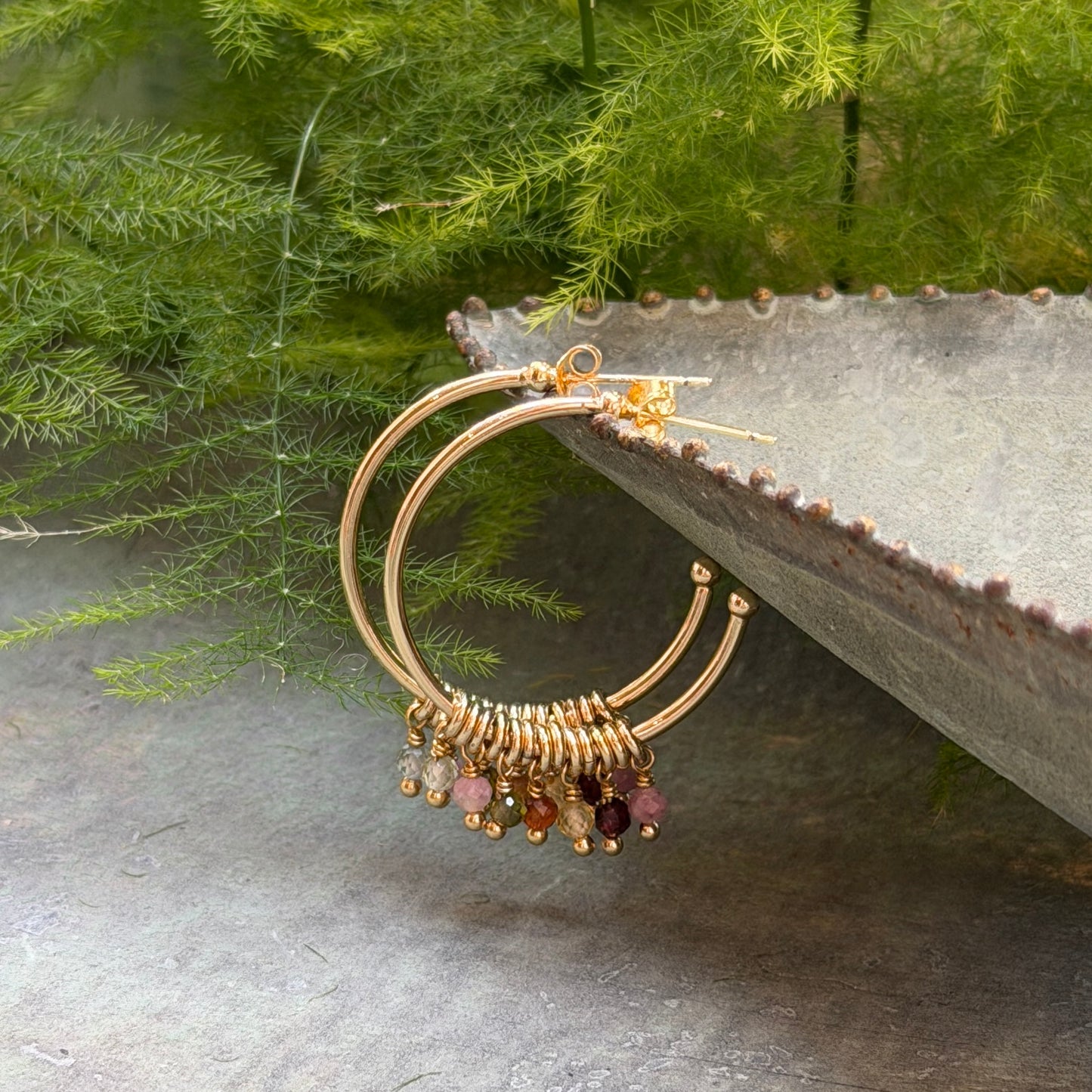 Berry 7-Bead Midi Hoop Earrings