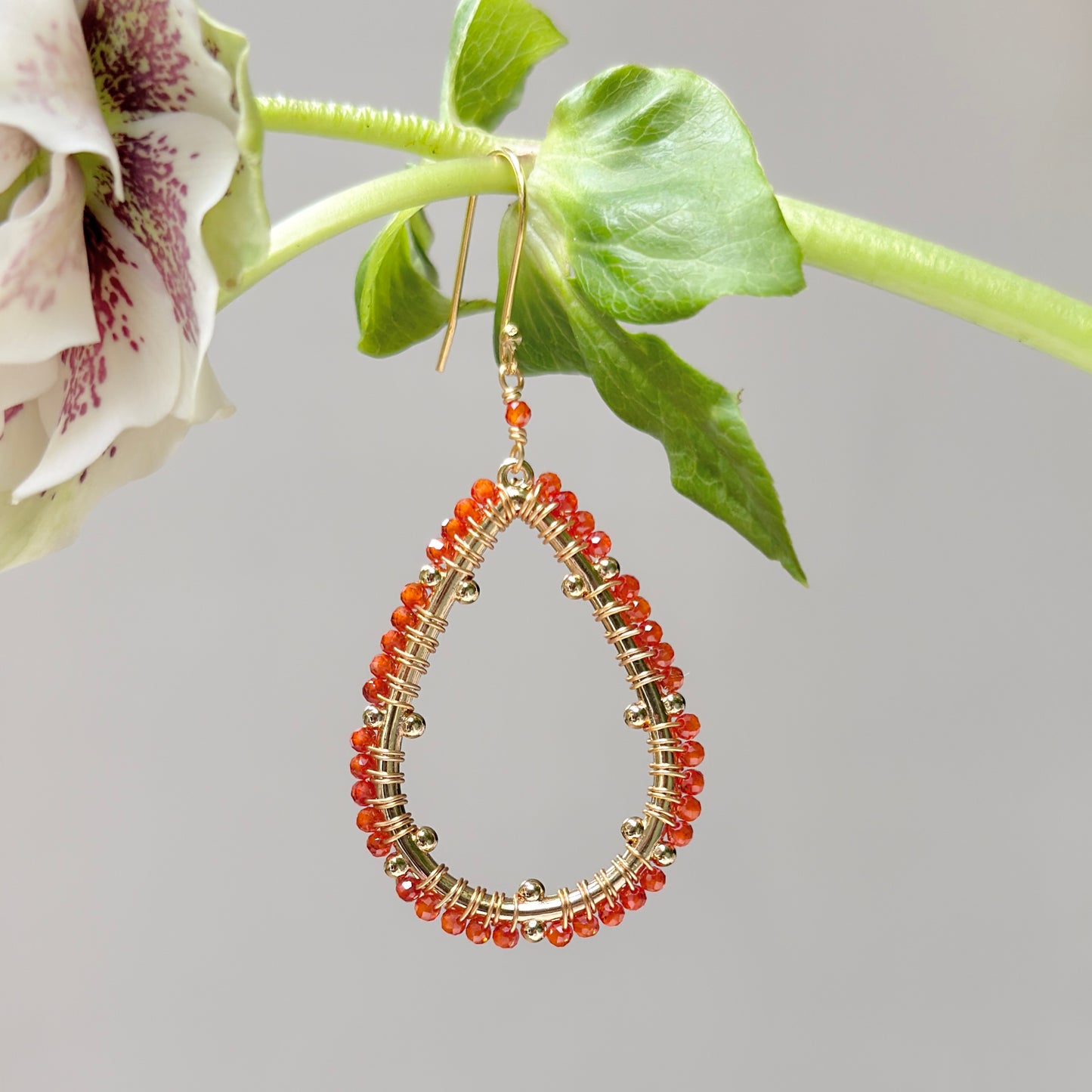 Orange Carneilan Capri Bobble Teardrop Earrings