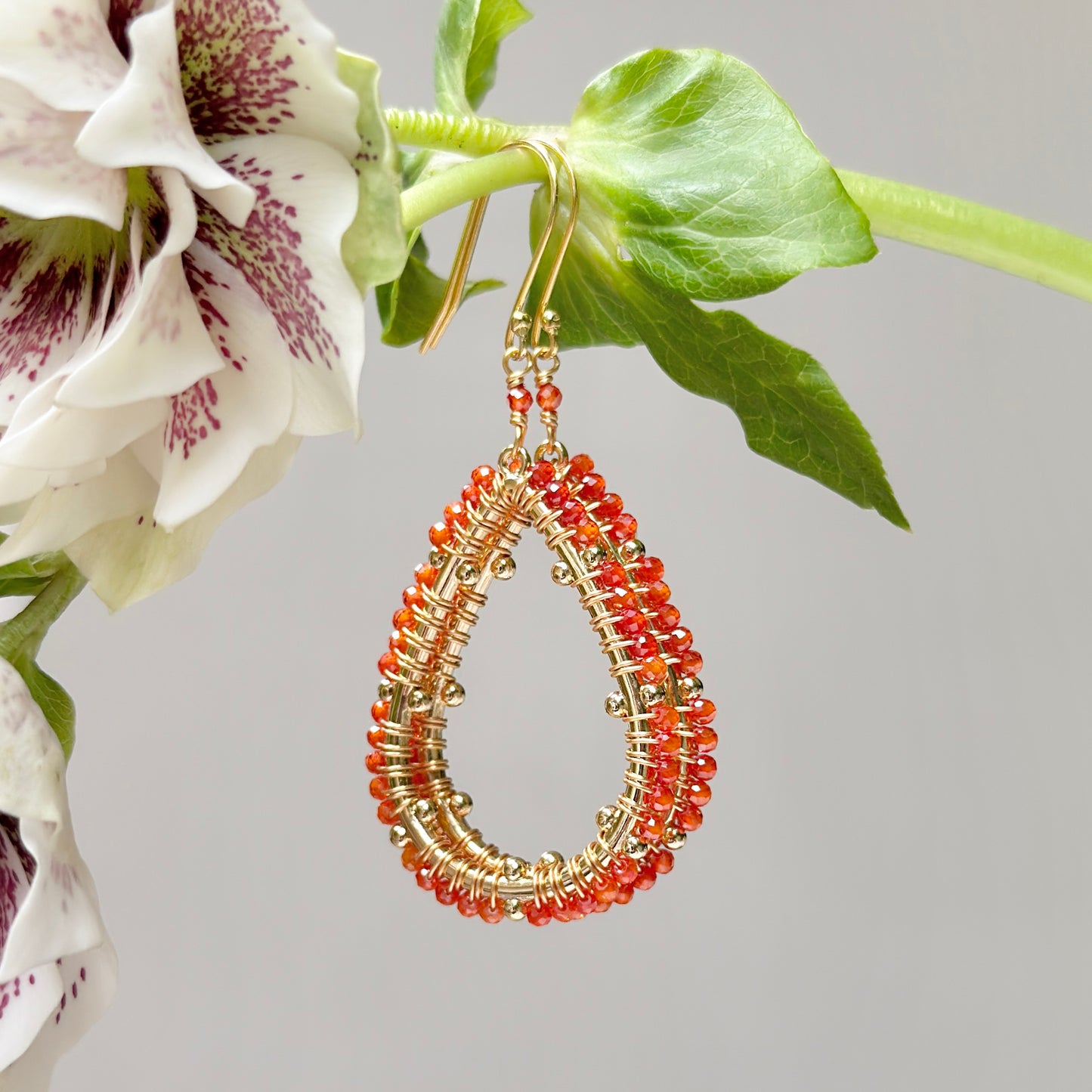 Orange Carneilan Capri Bobble Teardrop Earrings