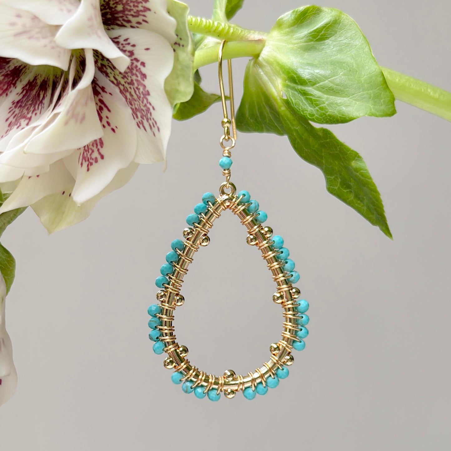 Turquoise Blue Capri Bobble Teardrop Earrings