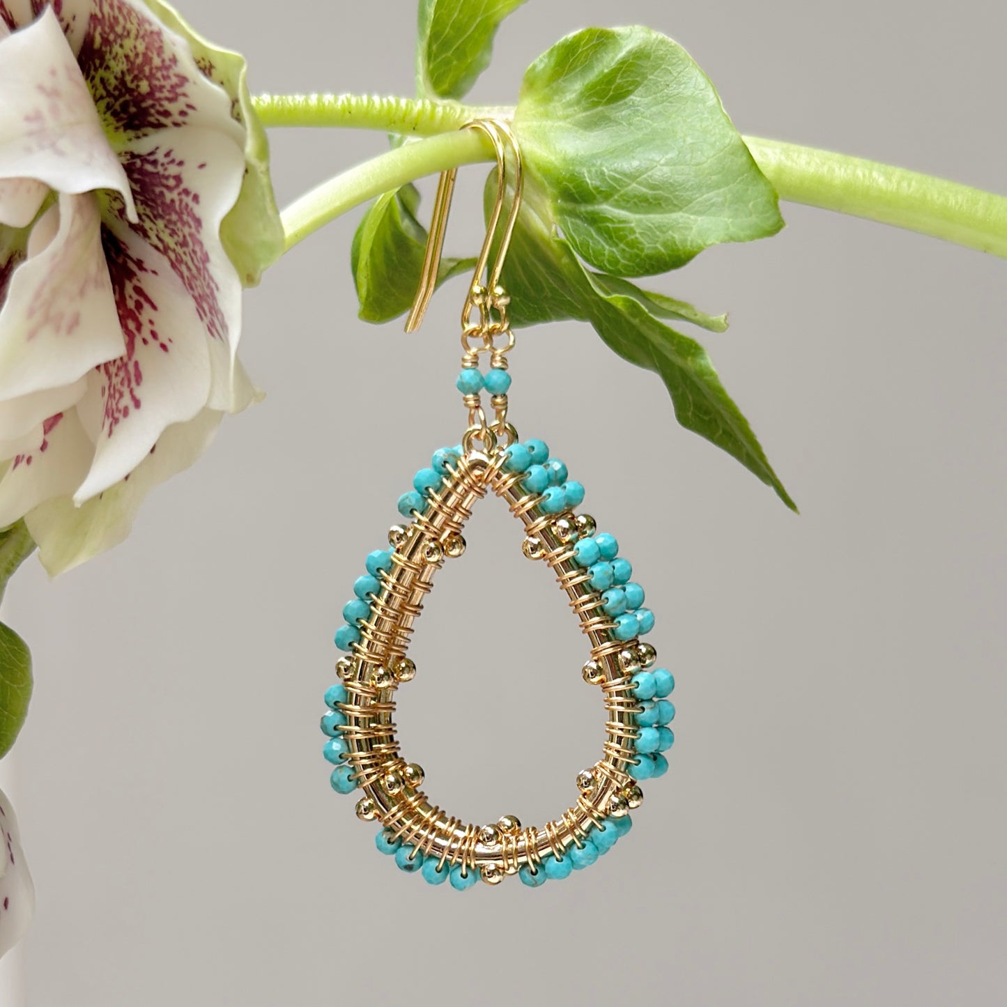 Turquoise Blue Capri Bobble Teardrop Earrings
