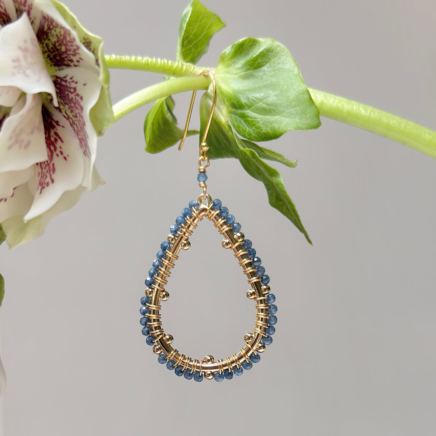 Denim Blue Azurite Capri Bobble Teardrop Earrings