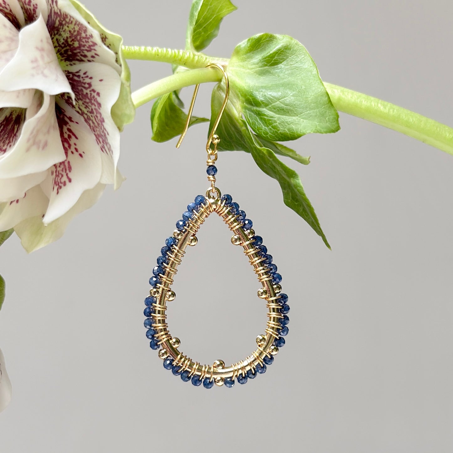 Royal Blue Azurite Capri Bobble Teardrop Earrings