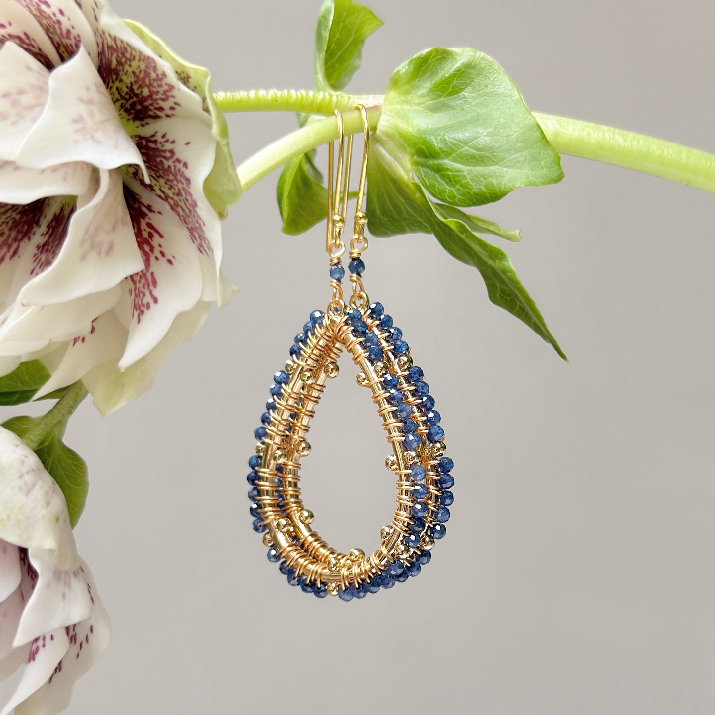 Royal Blue Azurite Capri Bobble Teardrop Earrings