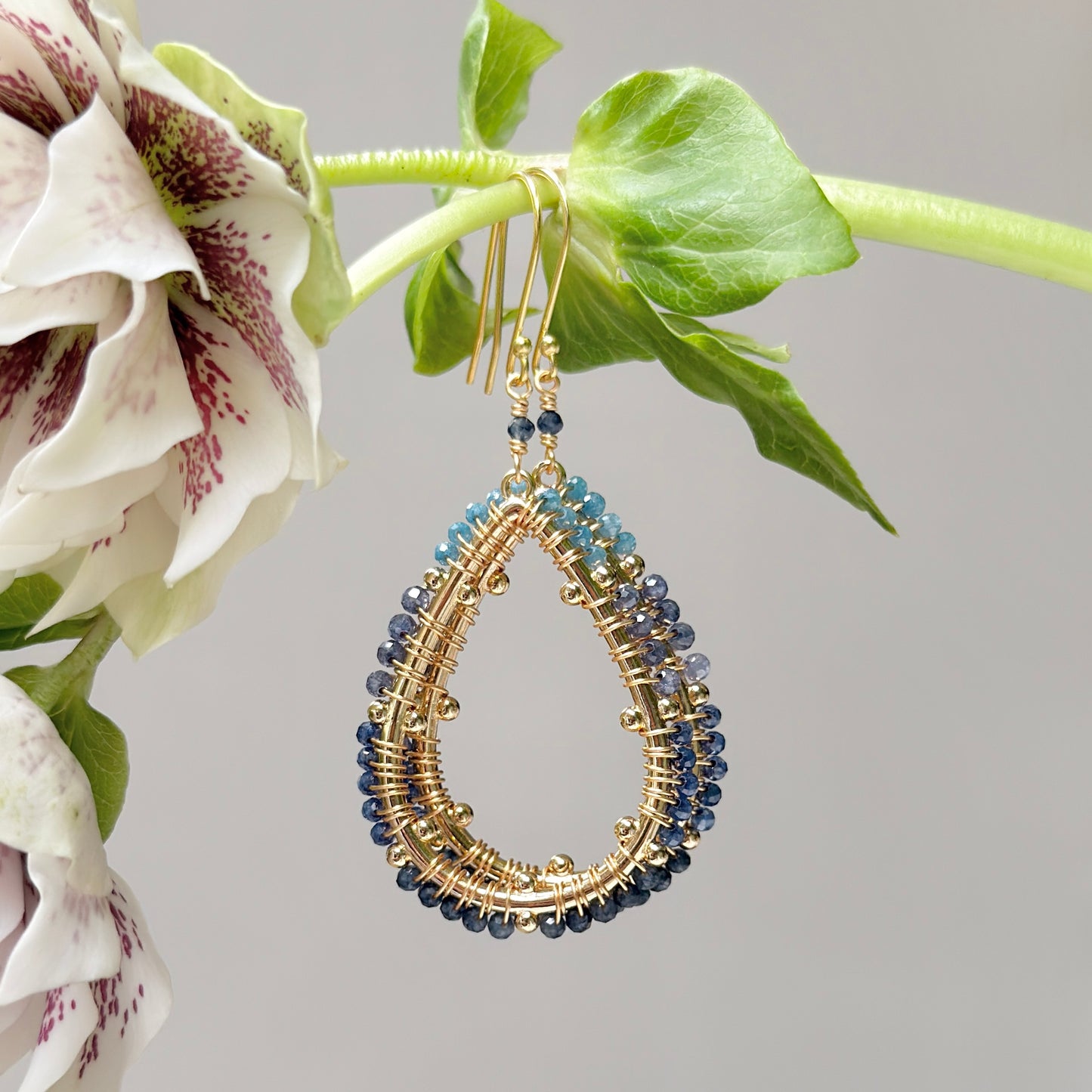 Blue Ombré Capri Bobble Teardrop Earrings