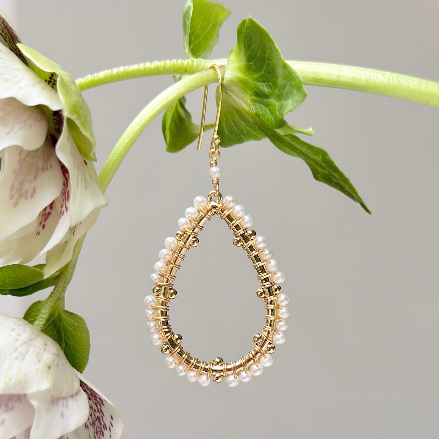 Freshwater Pearl Capri Bobble Teardrop Earrings