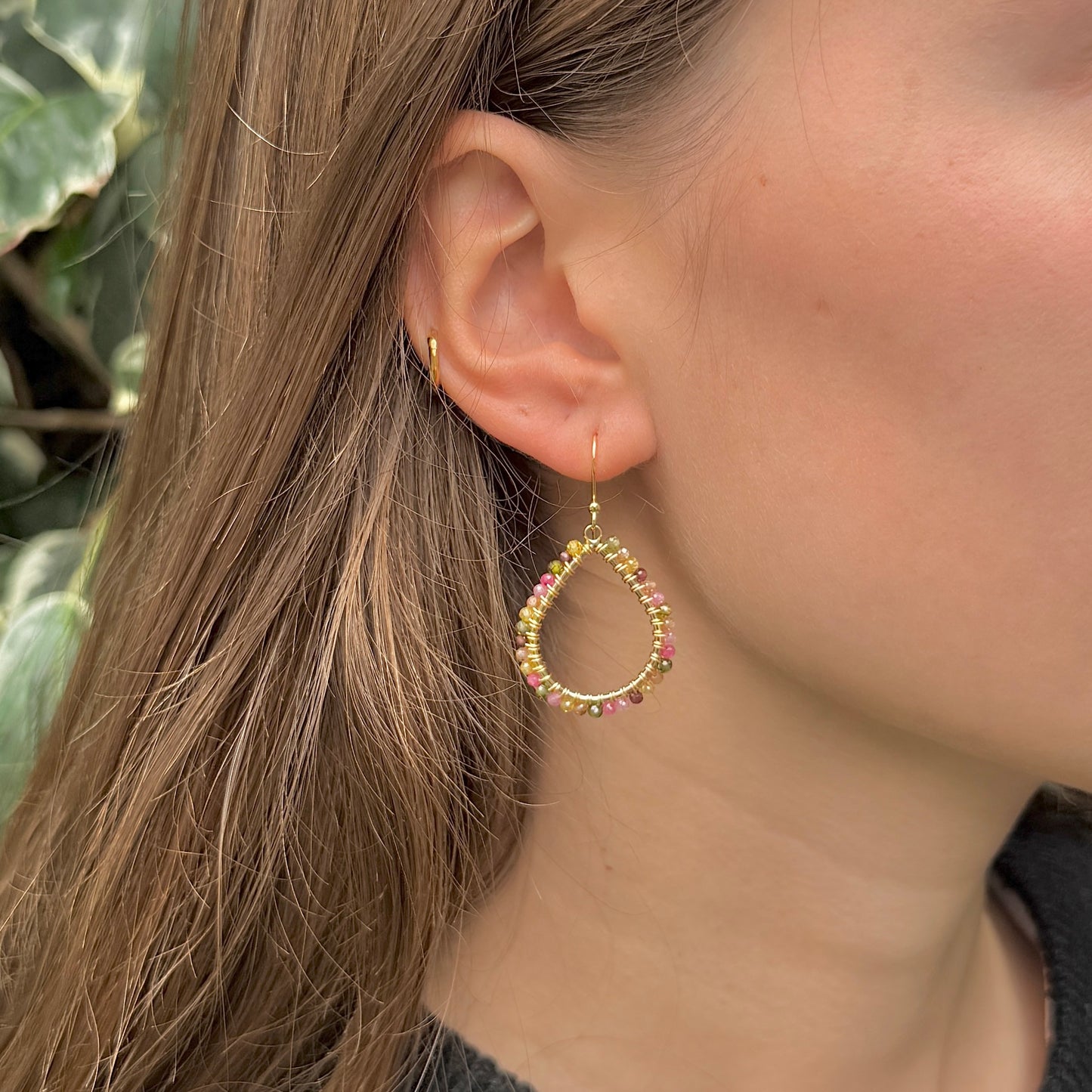 *Autumn Berry Ombré Midi Teardrop Beaded Earrings