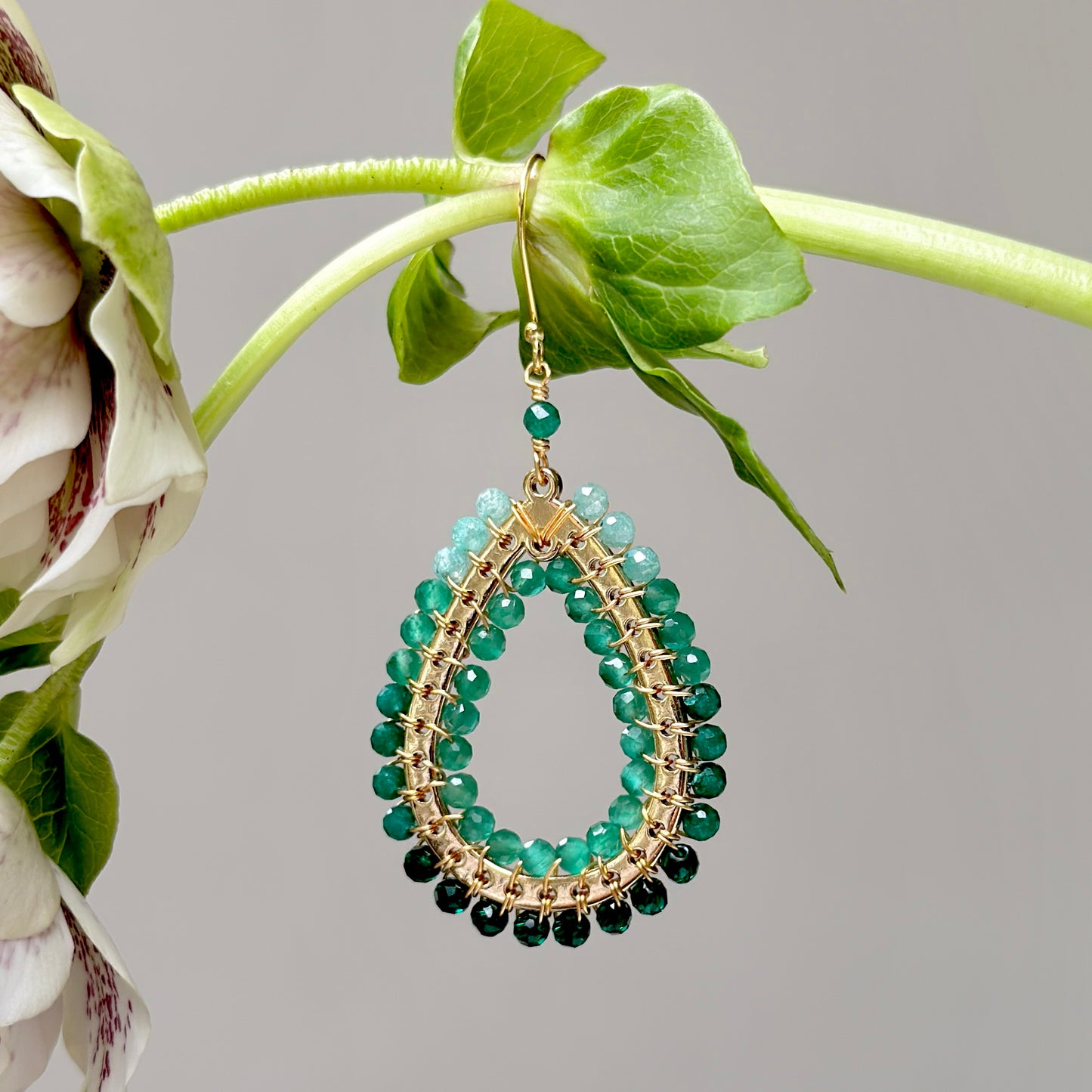 Green Jade Ombré Mustique Teardrop Earrings