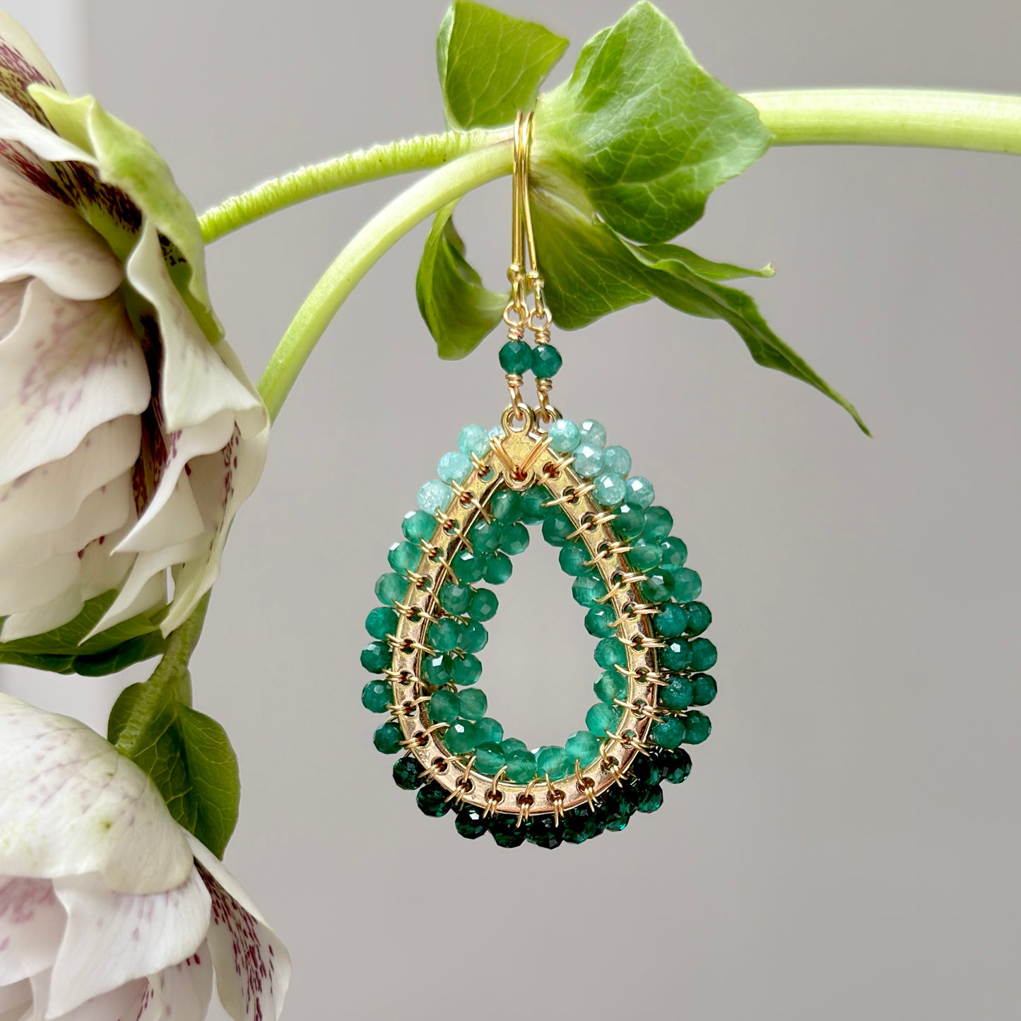 Green Jade Ombré Mustique Teardrop Earrings