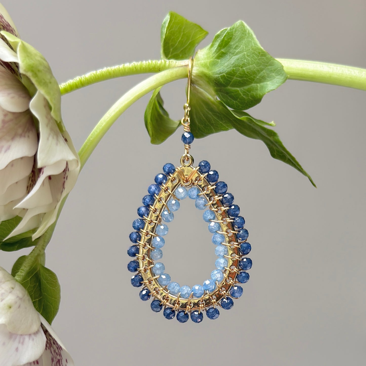 Royal Blue Azurite & Dark Cornflower Kyanite Mustique Teardrop Earrings