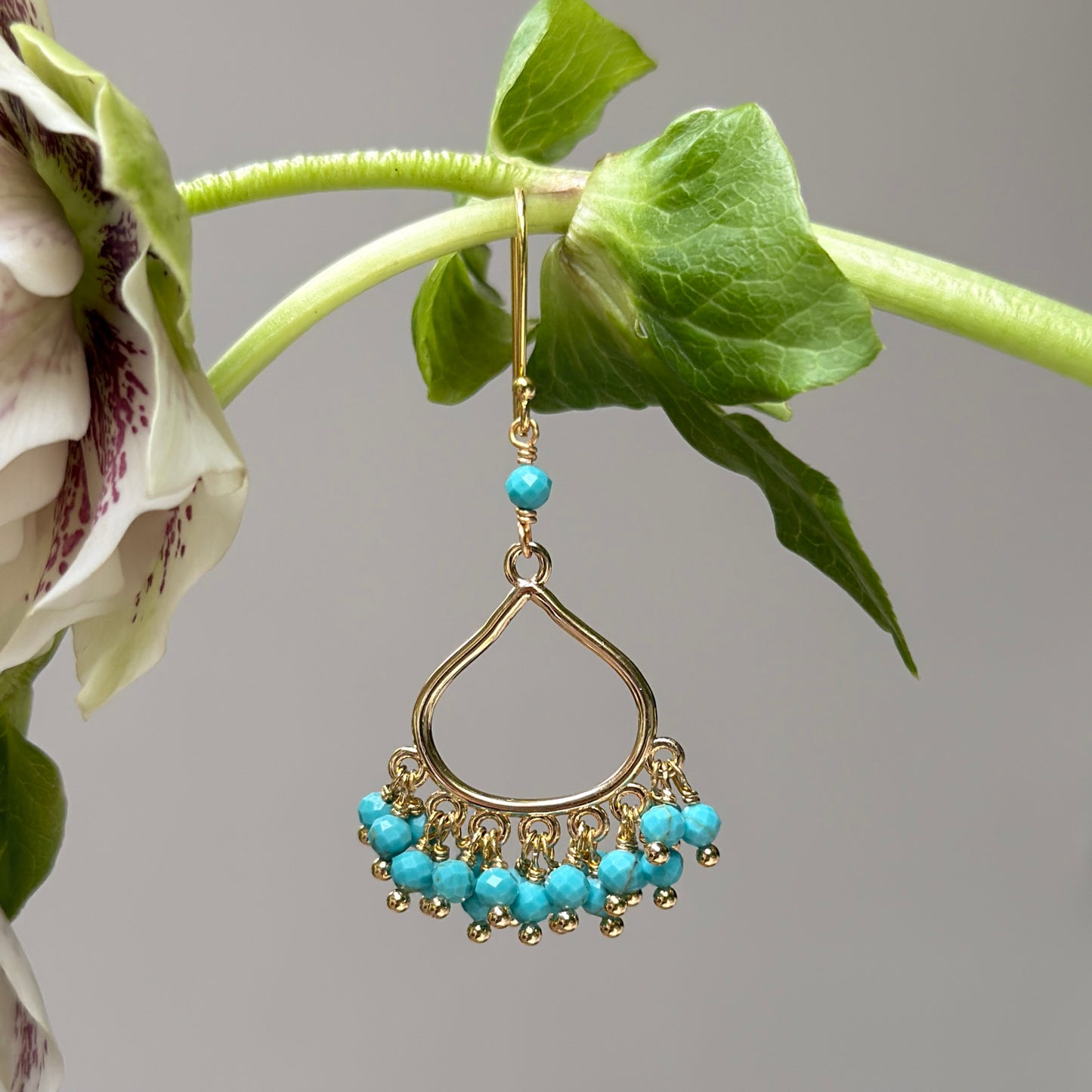 Turquoise Blue Paxos 21-Bead Teardrop Earrings