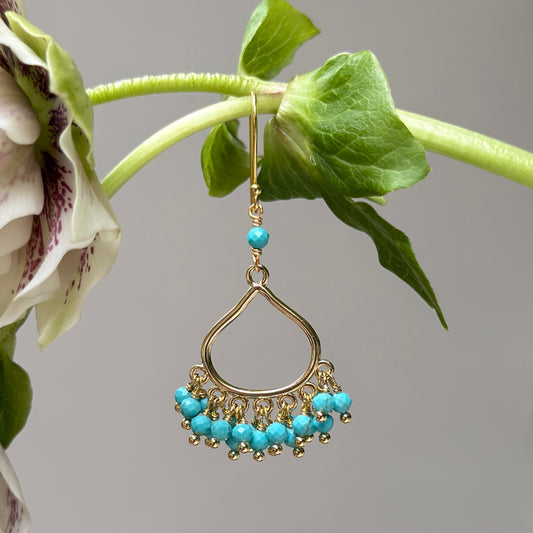 Turquoise Blue Paxos 21-Bead Teardrop Earrings