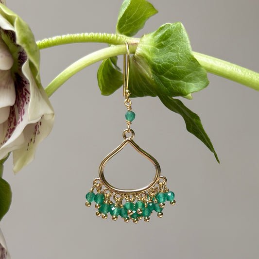 Dark Mint Green Jade Paxos 21-Bead Teardrop Earrings