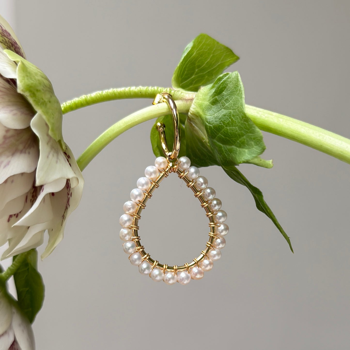 Chunky Freshwater Pearl Teardrop Earrings On Mini Hoops