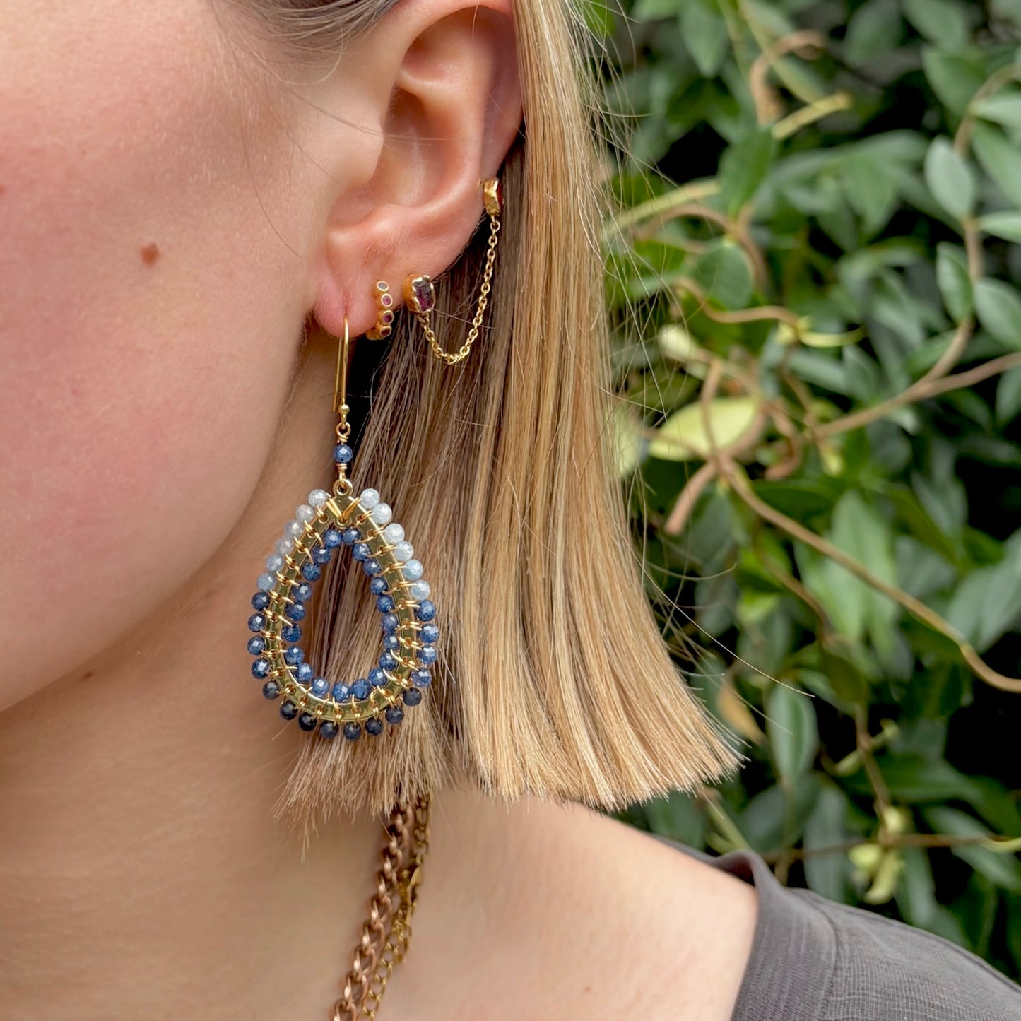 Blue Ombré Mustique Teardrop Earrings