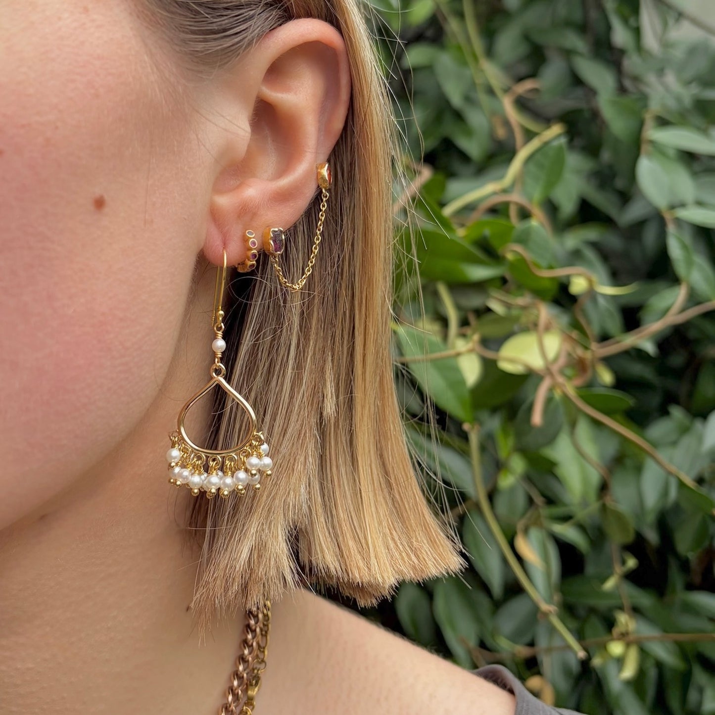 Freshwater Pearl Paxos 21-Bead Teardrop Earrings