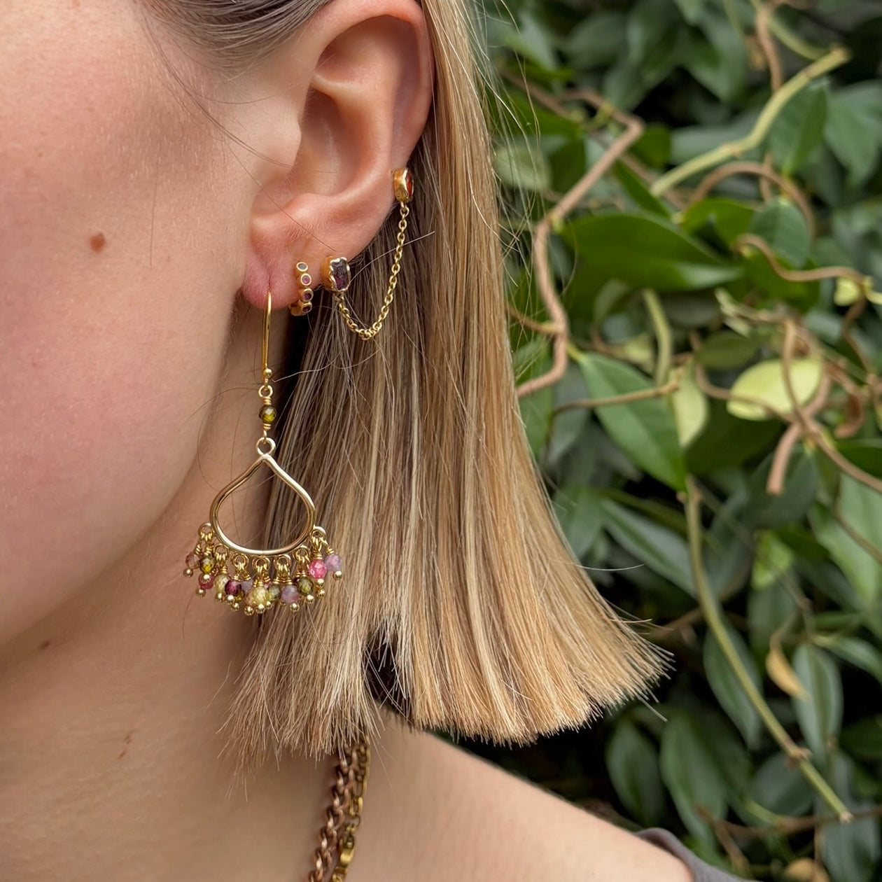 Berry Paxos 21-Bead Teardrop Earrings