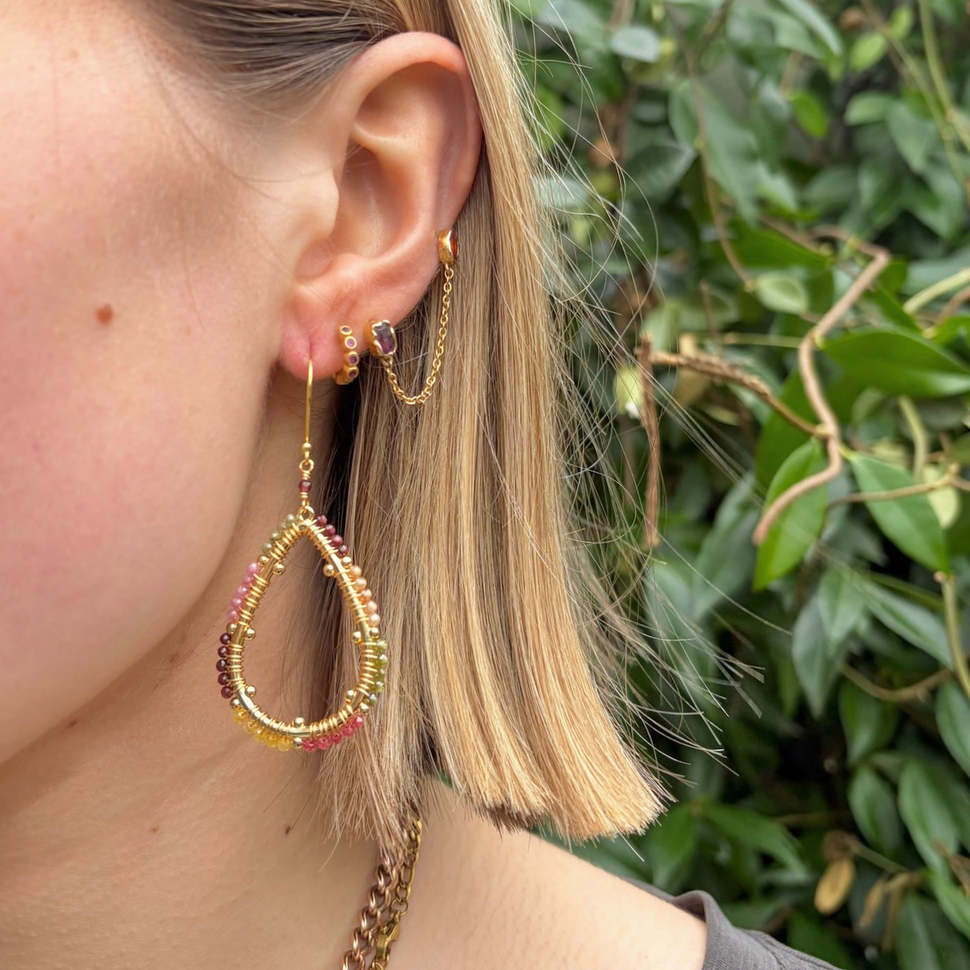 Berry Capri Bobble Teardrop Earrings