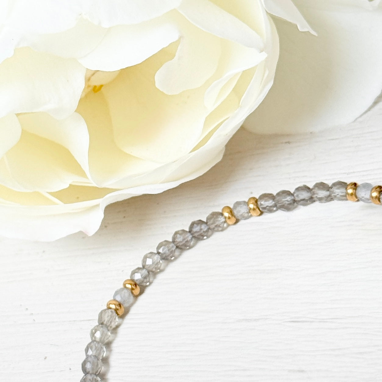 Taupe Agate & Double Gold Nugget Stretchy Gemstone Bracelet