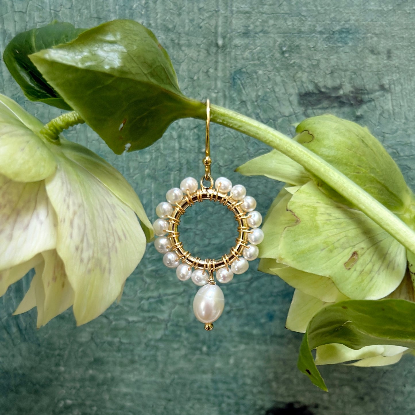 Freshwater Pearl Mini Round With Pearl Drop Beaded Earrings