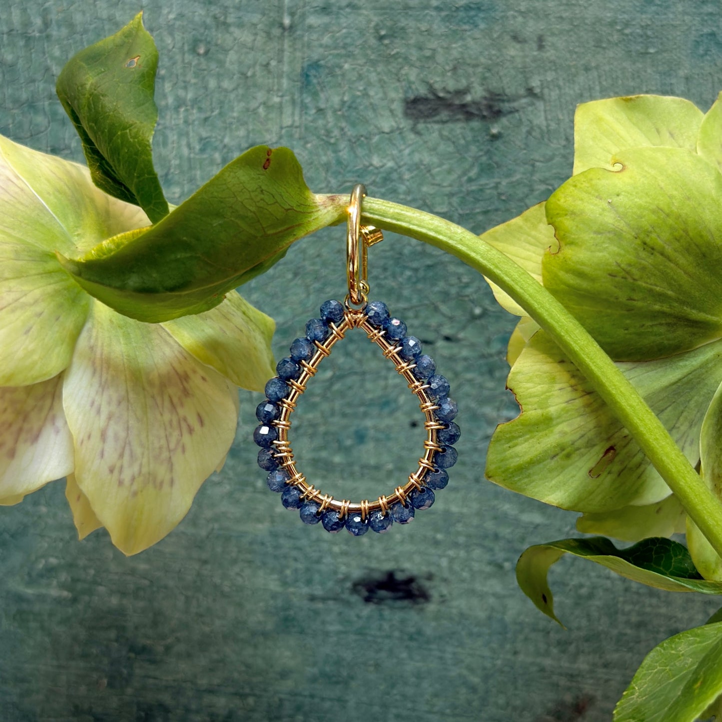 Chunky Royal Blue Azurite Teardrop Earrings On Mini Hoops
