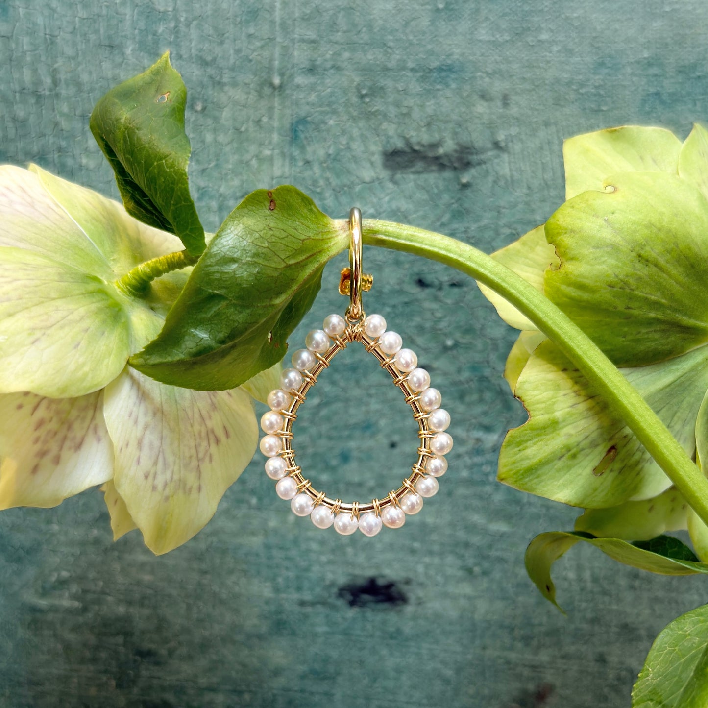 Chunky Freshwater Pearl Teardrop Earrings On Mini Hoops