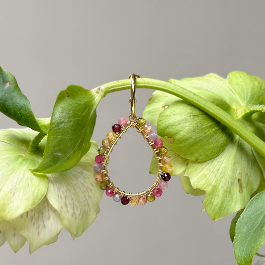 Chunky Lilac Berry Teardrop Earrings On Mini Hoops