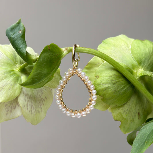 Chunky Freshwater Pearl Teardrop Earrings On Mini Hoops