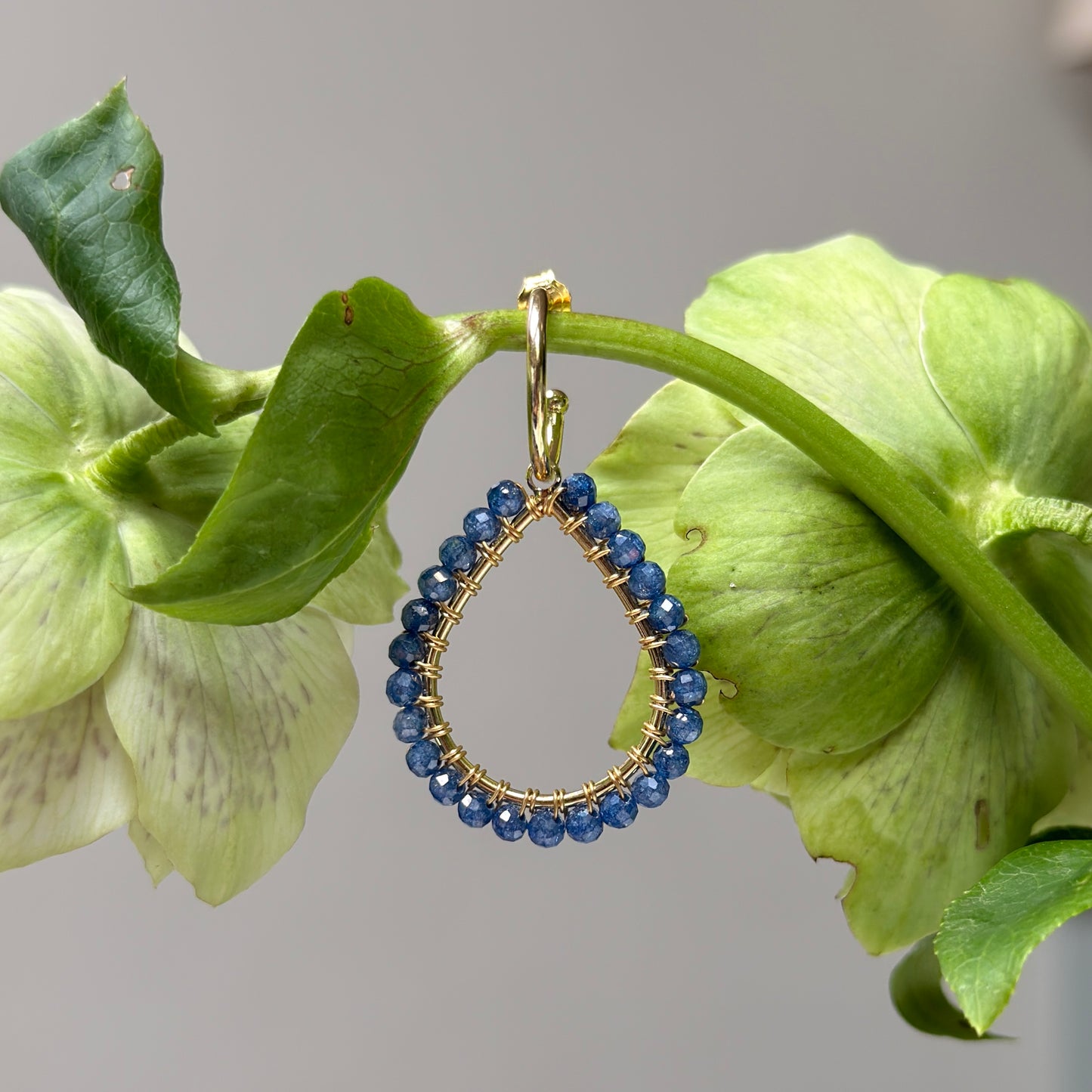 Chunky Royal Blue Azurite Teardrop Earrings On Mini Hoops