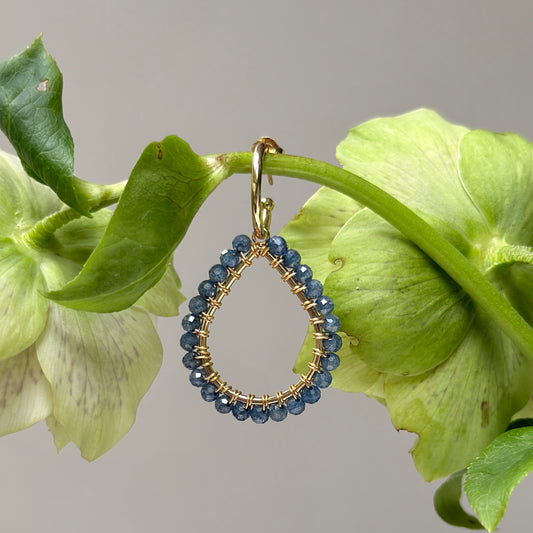 Chunky Airforce Blue Quartz Teardrop Earrings On Mini Hoops