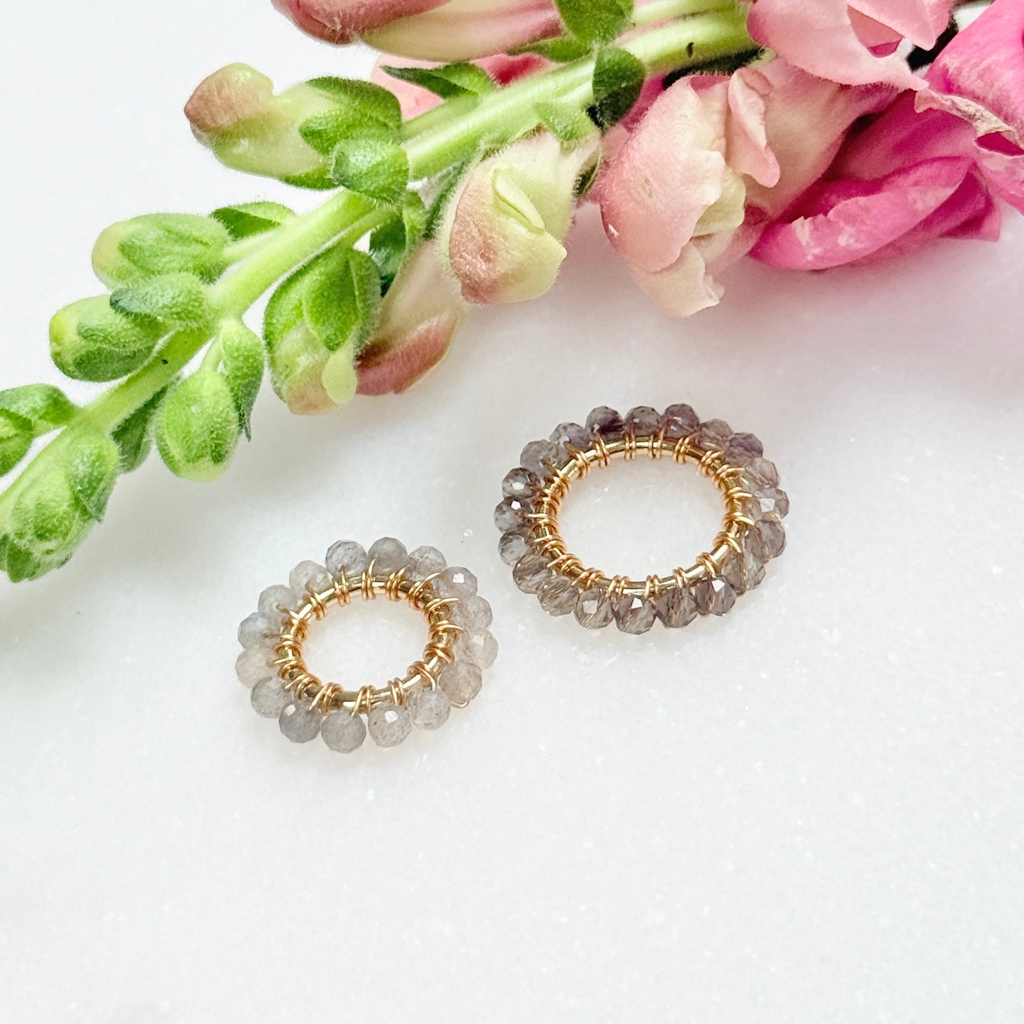 Grey Labradorite & Taupe Agate Double Pendant For Necklace Chain