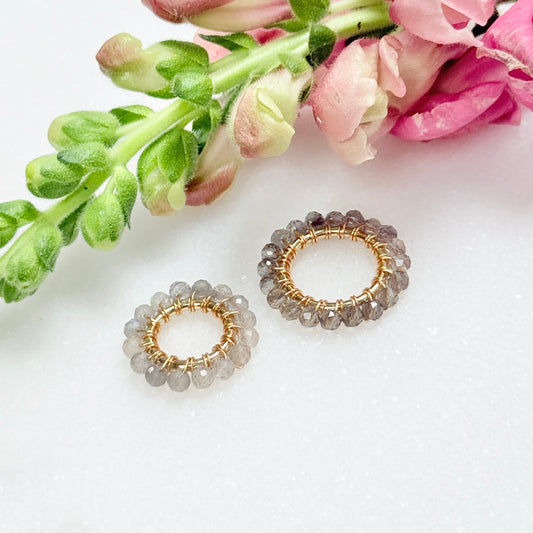 Grey Labradorite & Taupe Agate Double Pendant For Necklace Chain