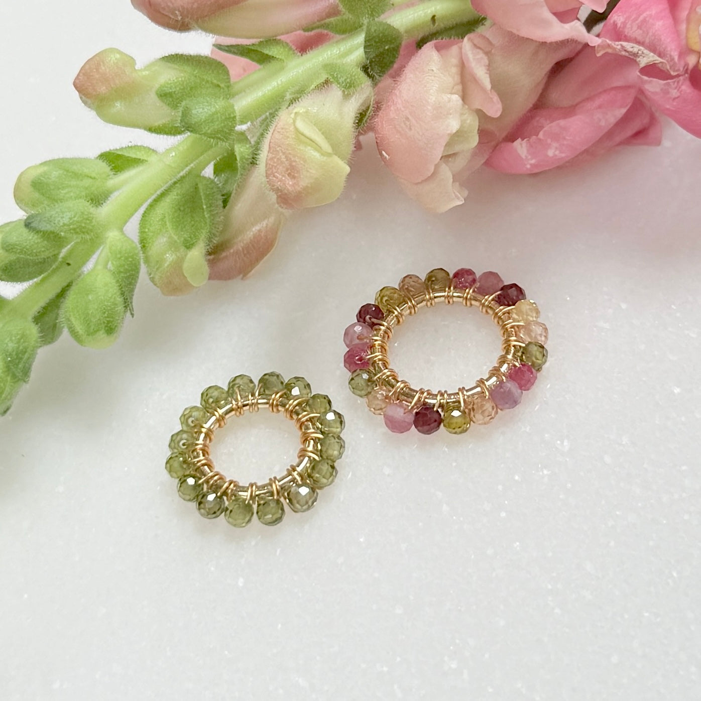 Olive Green Peridot & Autumn Berry Double Pendant For Necklace Chain