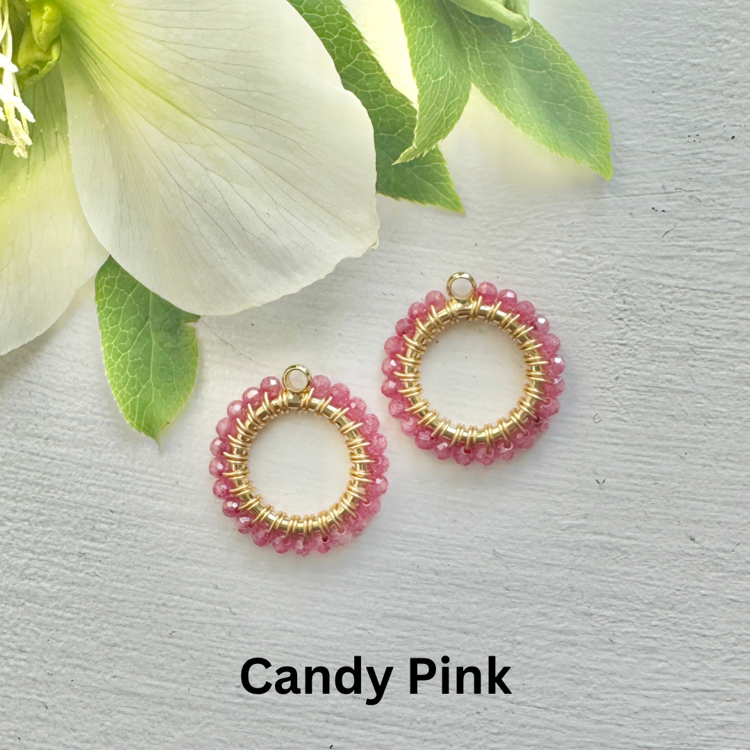 Mini Hoop Earrings + Beaded Circle Charms