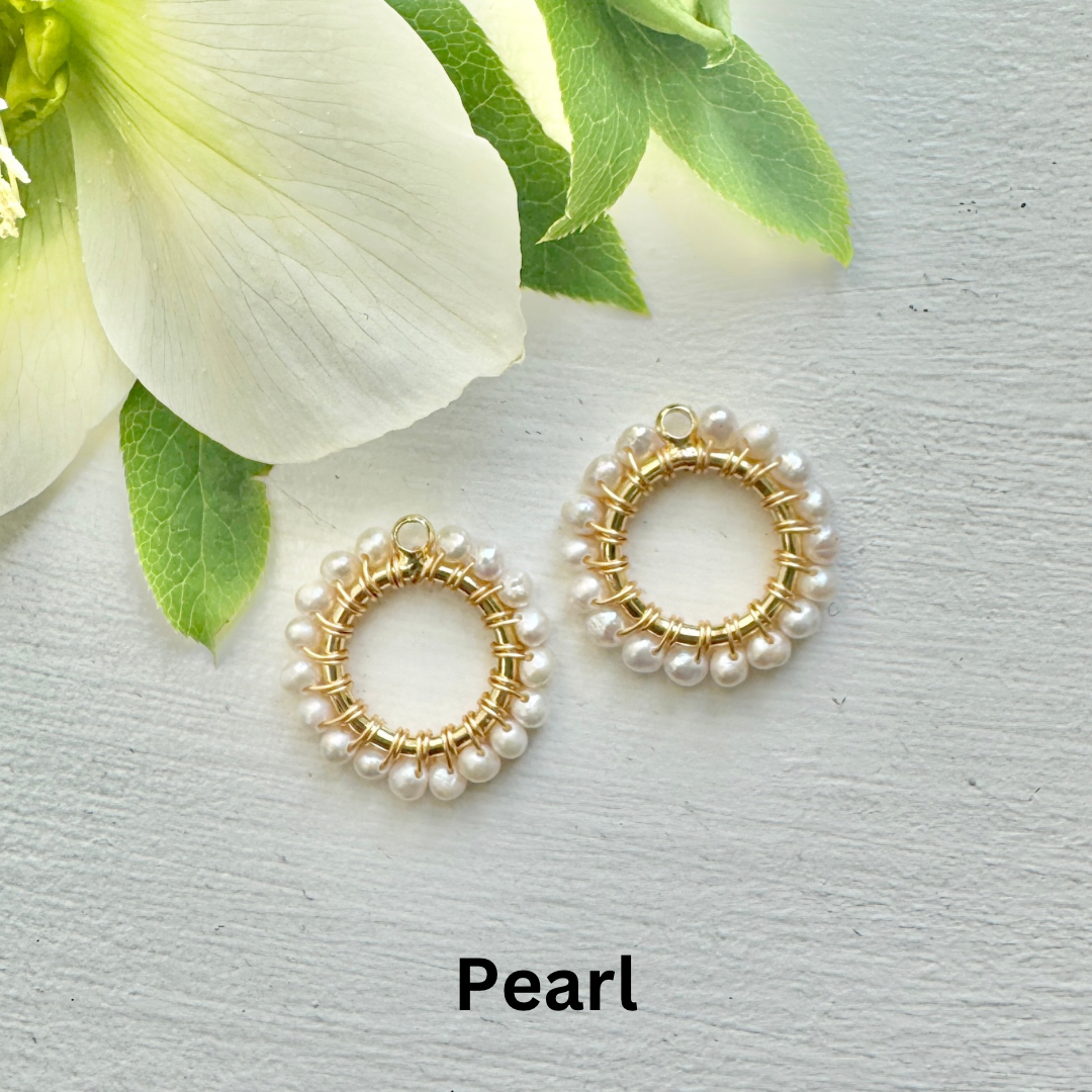 Mini Hoop Earrings + Beaded Circle Charms