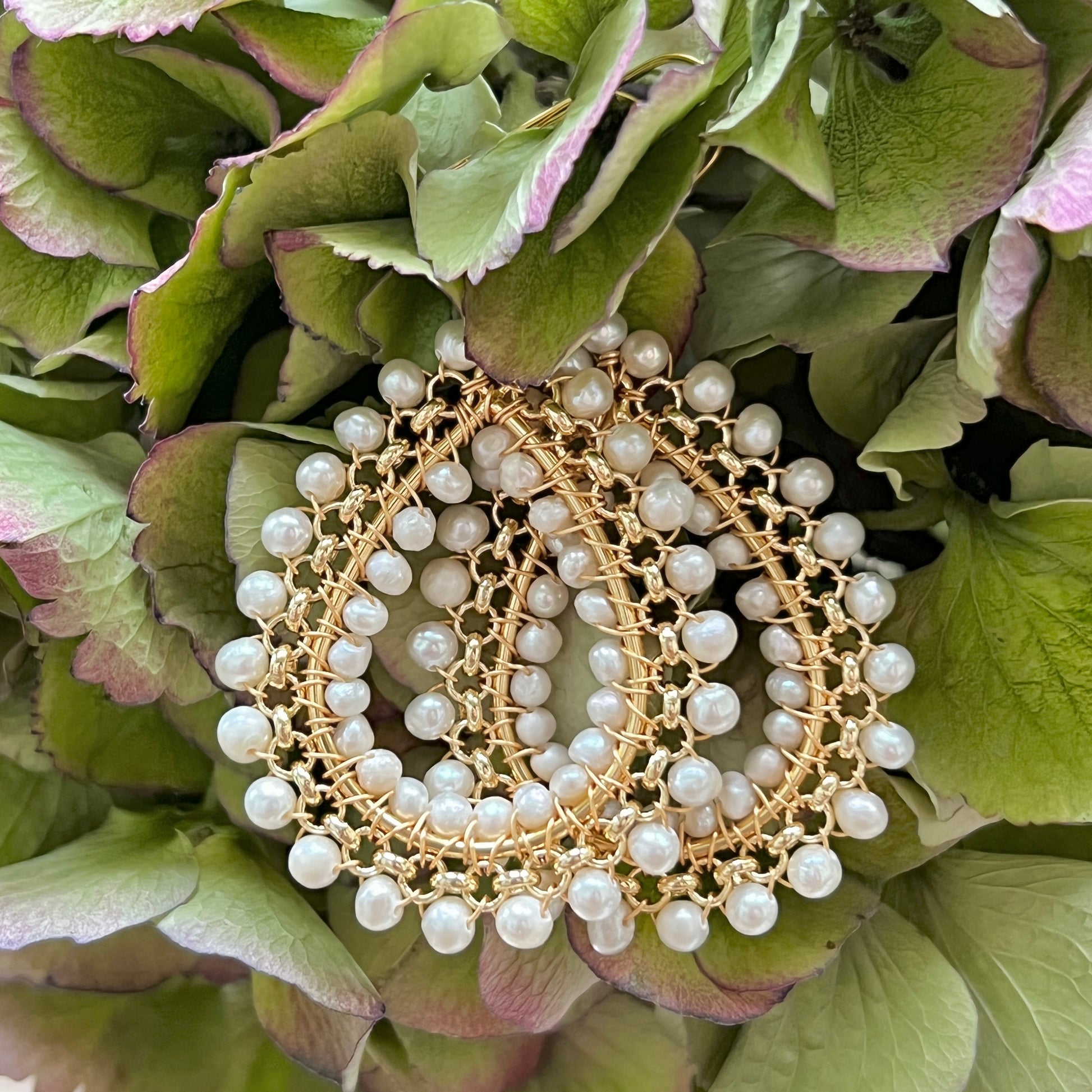 Freshwater Pearl Large Rolo Teardrop Beaded Earrings