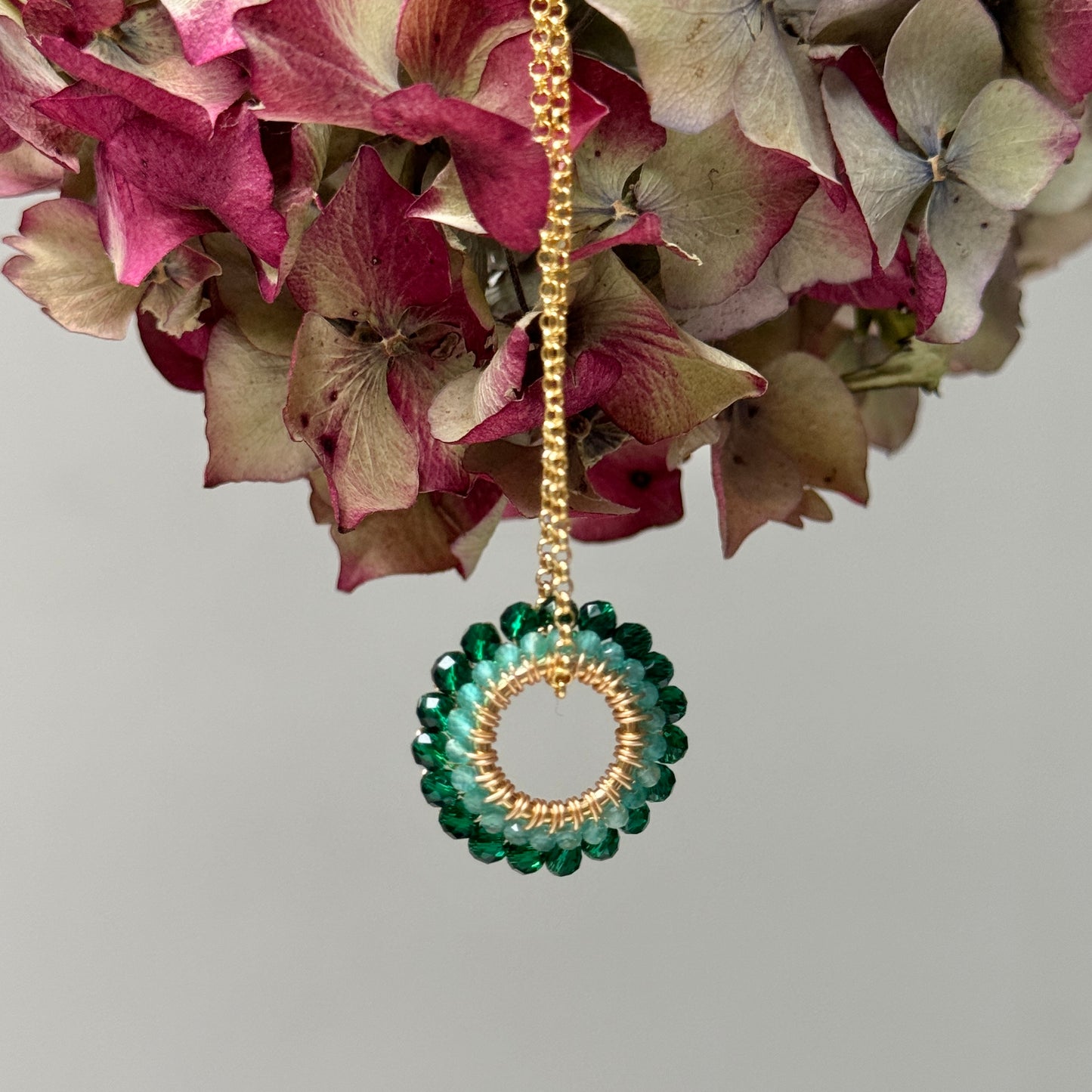 Emerald Green Jade & Mint Jade  (Midi Bead) Double Pendant Necklace