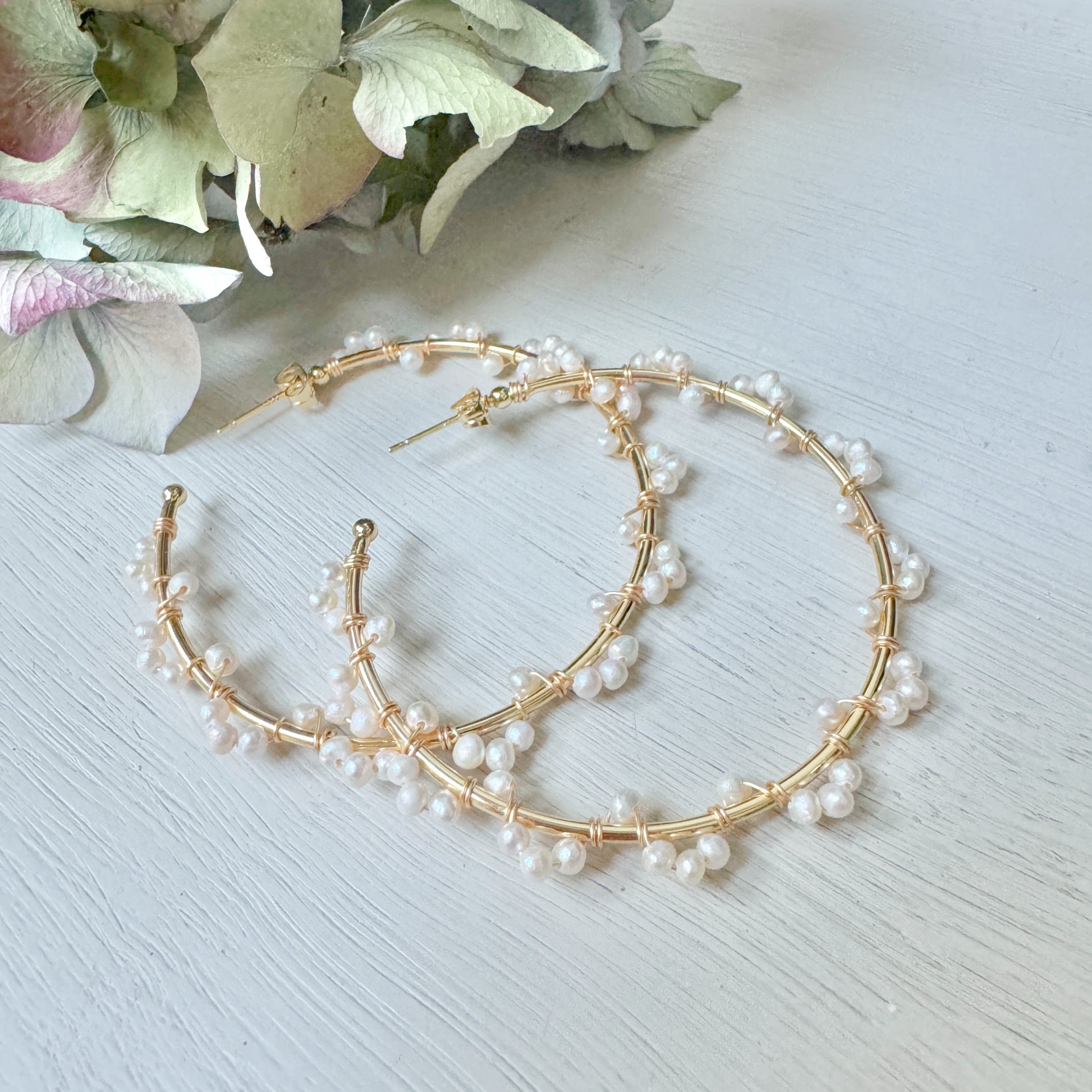 Freshwater Pearl Swirl Wrapped Maxi Hoops